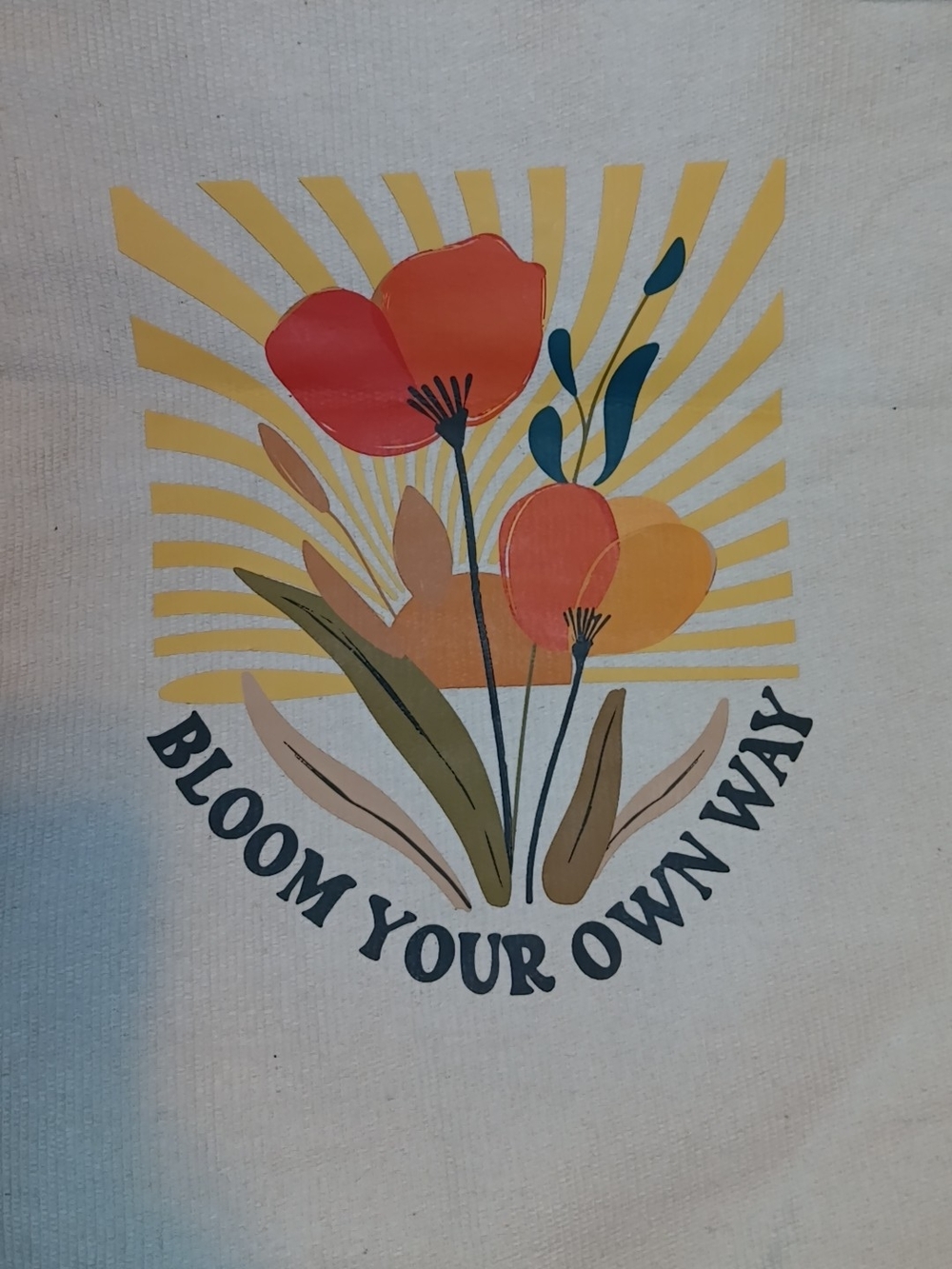 Bloom Your Own Way Floral Canvas Tote Bag- Orange and Yellow